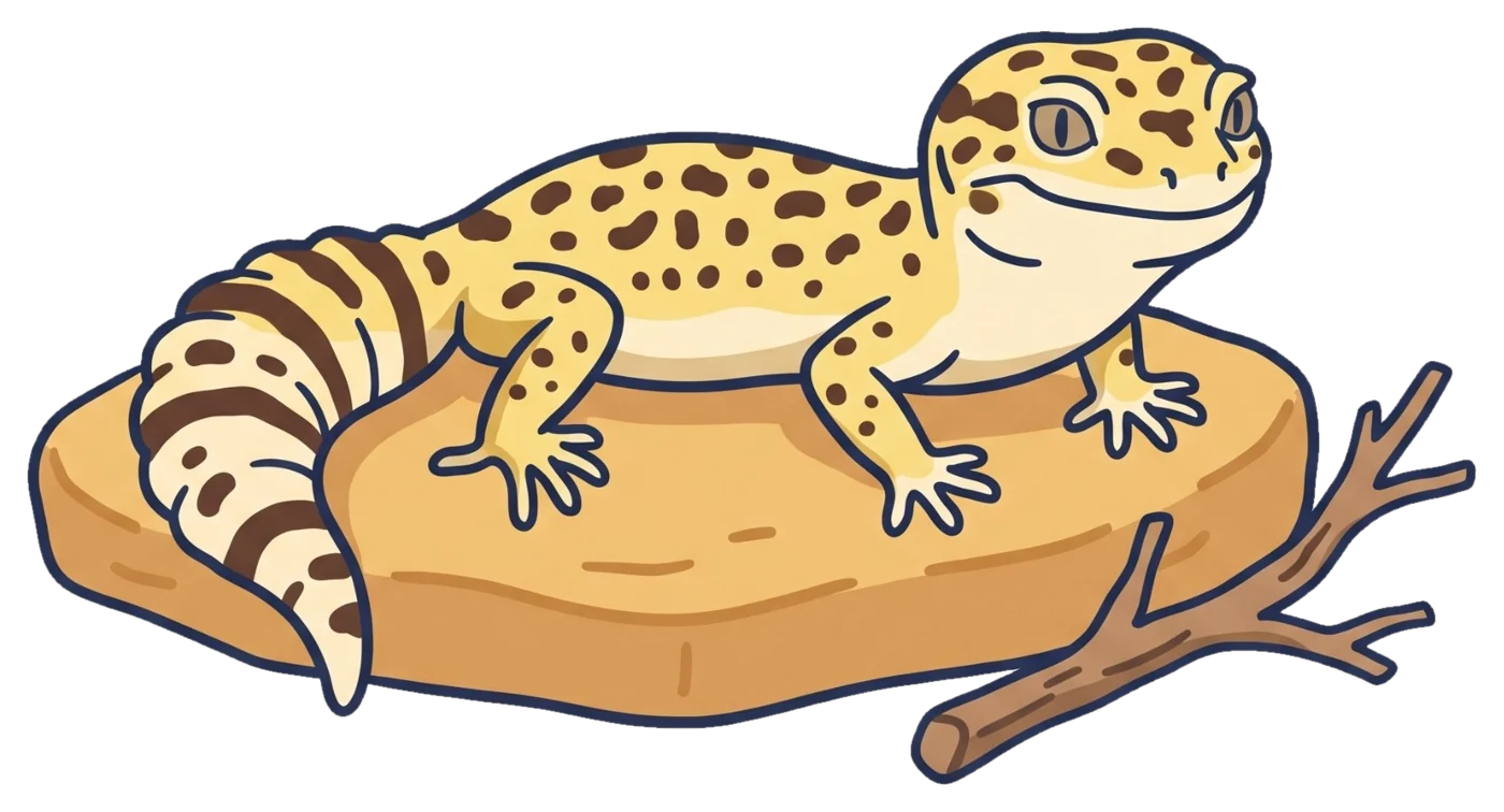 Een luipaardgekko op een platte zandsteen